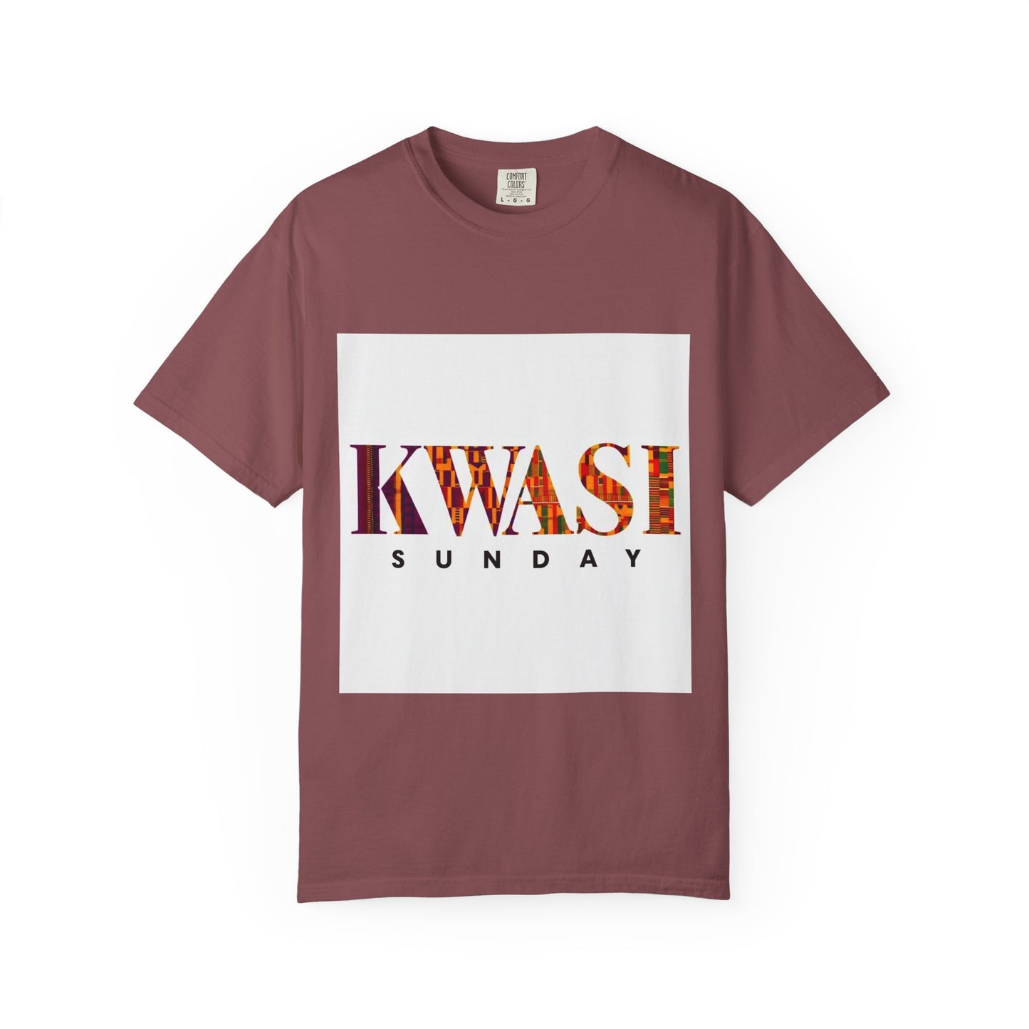 Kwasi Sunday Garment-Dyed Unisex T-Shirt, Vibrant African Print Tee, Casual Wear, Gift for Culture Enthusiasts, Celebration Apparel