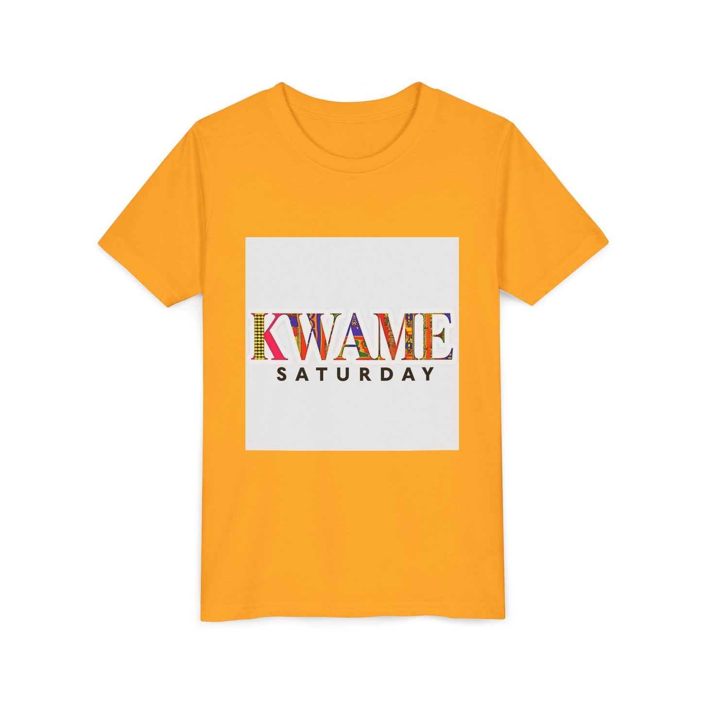 Colorful Kwame Saturday Youth Tee, Kids Celebration Shirt, Birthday Gift, Fun Day Outwear, Vibrant Short Sleeve Top
