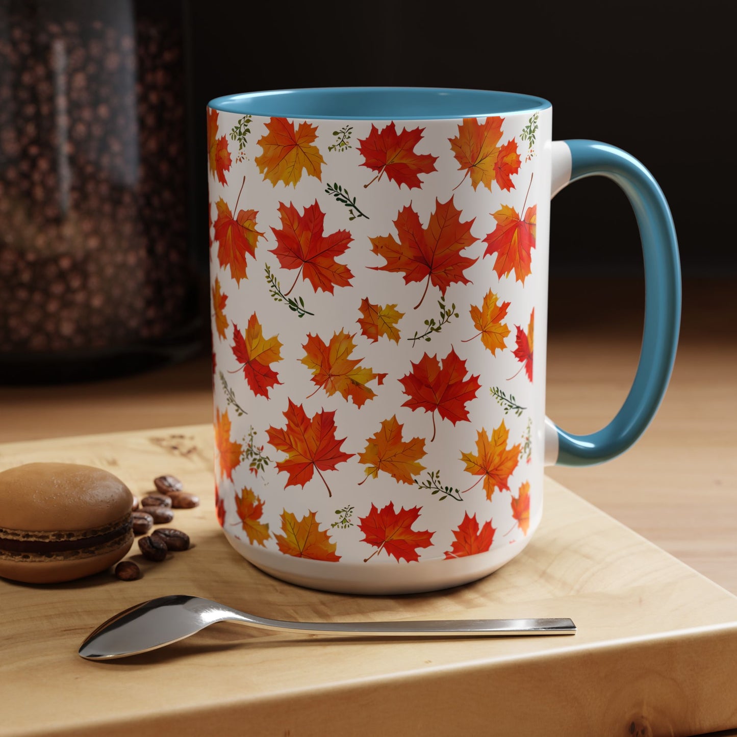 Autumn Leaves Coffee Mug, Fall Decor, Thanksgiving Gift, Hot Beverage Cup, Seasonal Drinkware