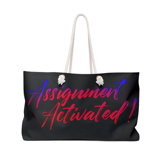 Assignment Activated Weekender Bag - Stylish Travel Tote, Graduation Gift, Motivational Fitness Bag, Beach Essential, Weekend Getaway Bag