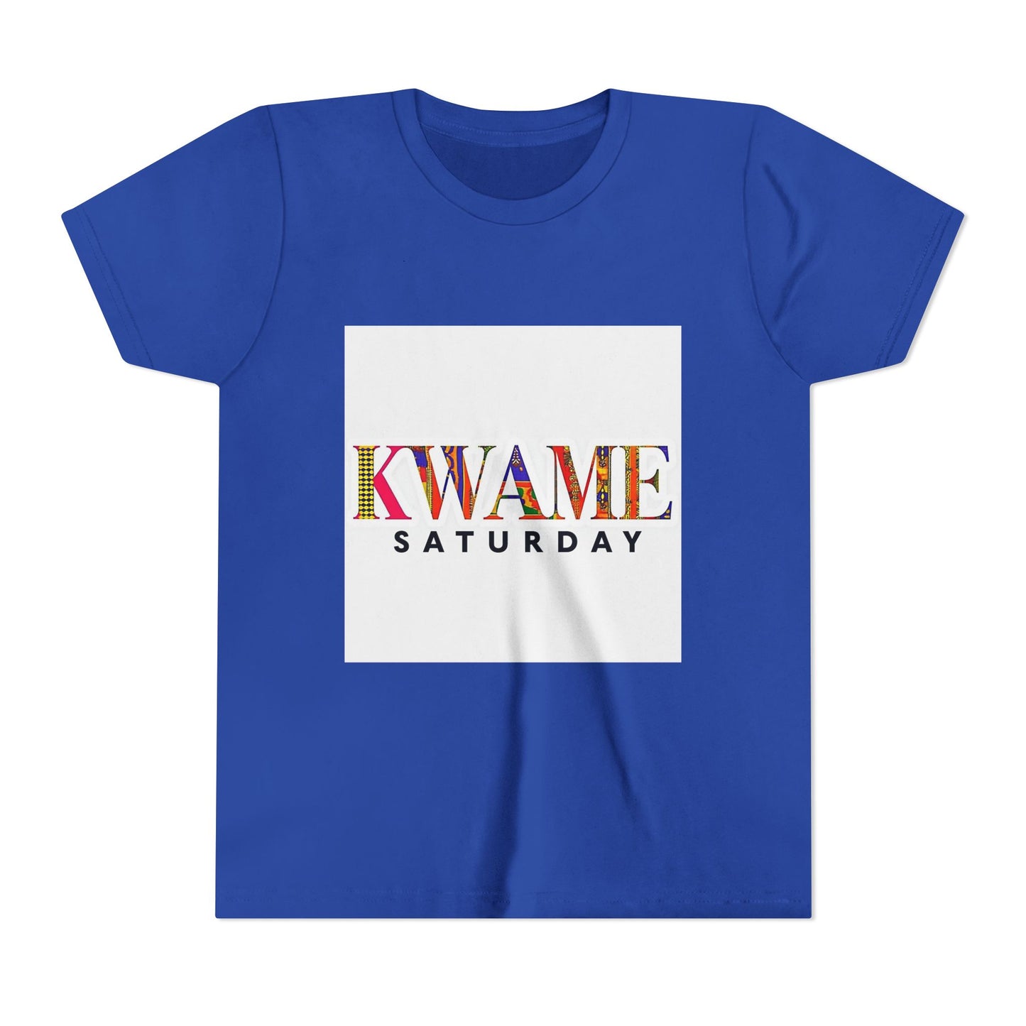 Colorful Kwame Saturday Youth Tee, Kids Celebration Shirt, Birthday Gift, Fun Day Outwear, Vibrant Short Sleeve Top