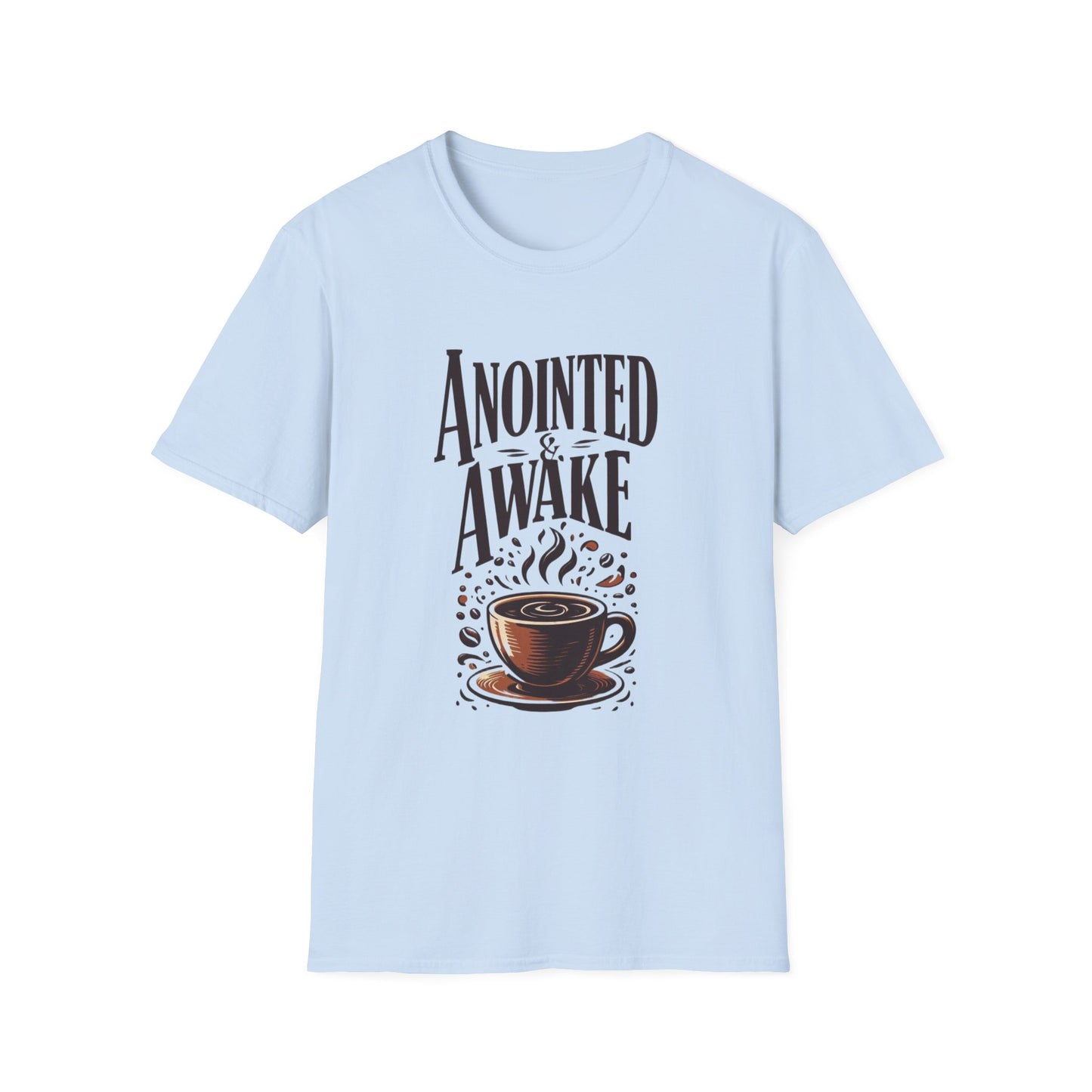 Coffee Lovers Unisex T-Shirt | Anointed & Awake Graphic Tee for Gift, Everyday Wear, Casual Style, Spiritual Motivational Shirt