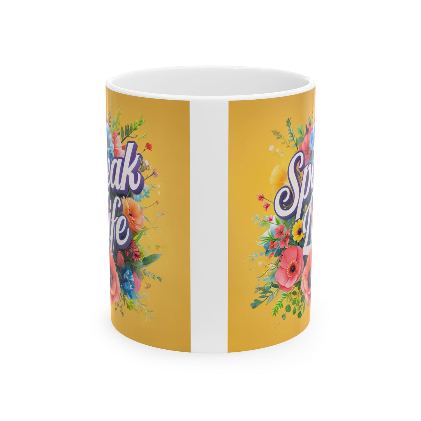 Floral Inspirational Ceramic Mug - Speak Life, Motivational Gift, Coffee Cup, Home Decor, Mother's Day, Birthday
