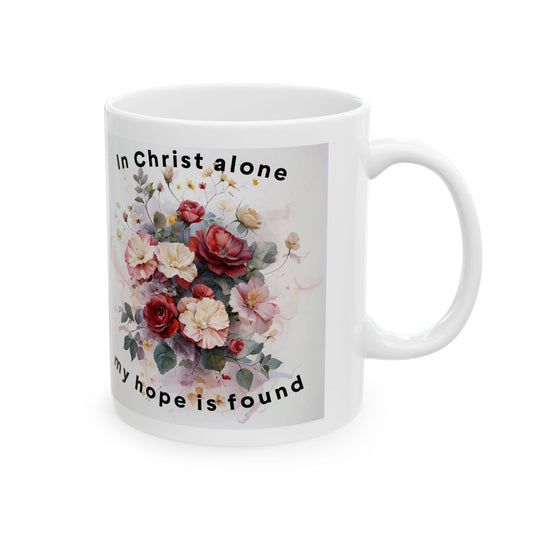 Floral Comfort Ceramic Mug, Coffee Cup Gift for Dog Lovers, Inspirational Mug for Birthdays, Housewarming, Pet Memorial