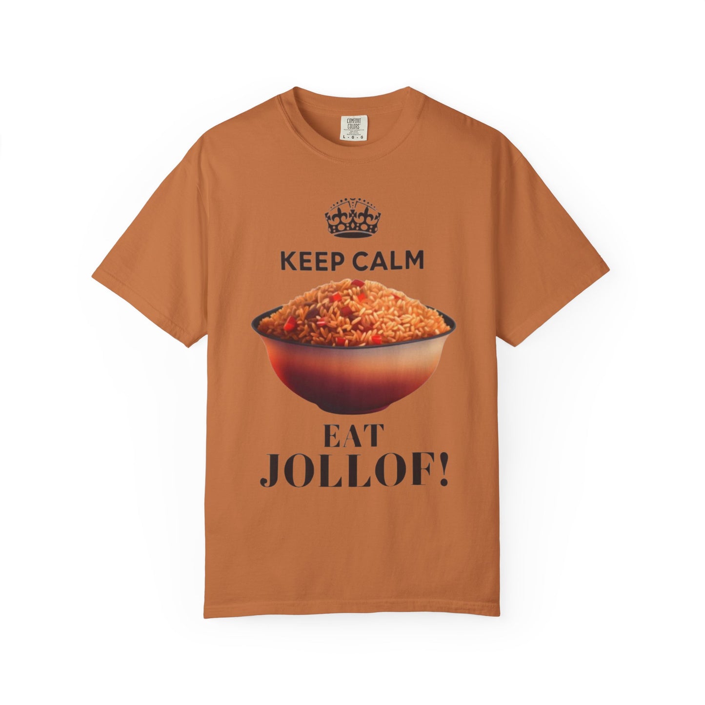 Keep Calm Eat Jollof T-Shirt, Unisex Fun Tee, Gift for Foodies, Casual Wear, Cultural Apparel, Summer Festival Shirt