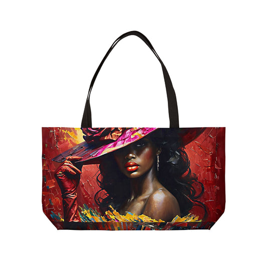 Lady Wearing Cap Weekender Tote Bag | Stylish Travel Bag, Vacation Tote, Beach Carryall, Fitness Organizer, Gift for Travelers