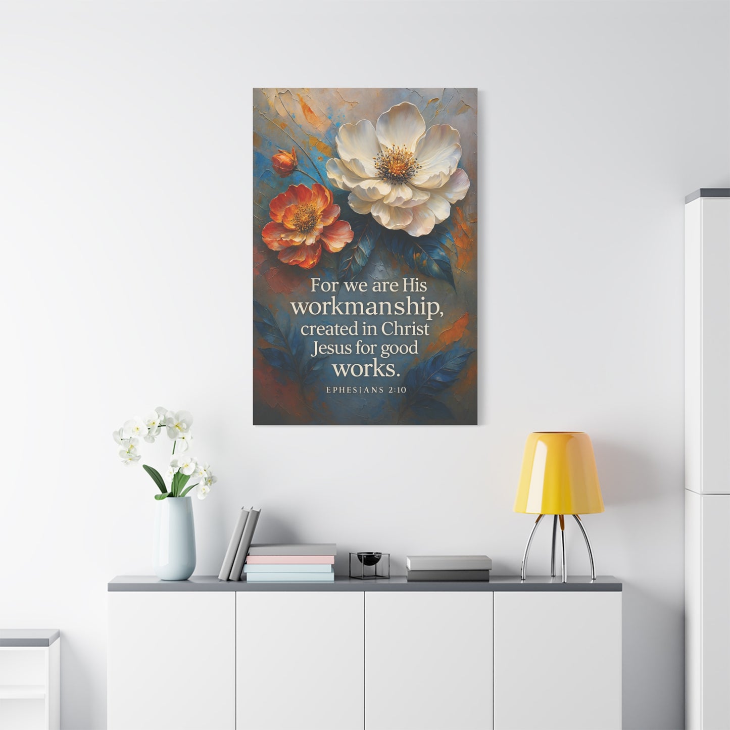 Floral Canvas Art Print, Inspirational Wall Decor for Home, Church, and Gift Giving, Christian Artwork, Meaningful Christian Gift
