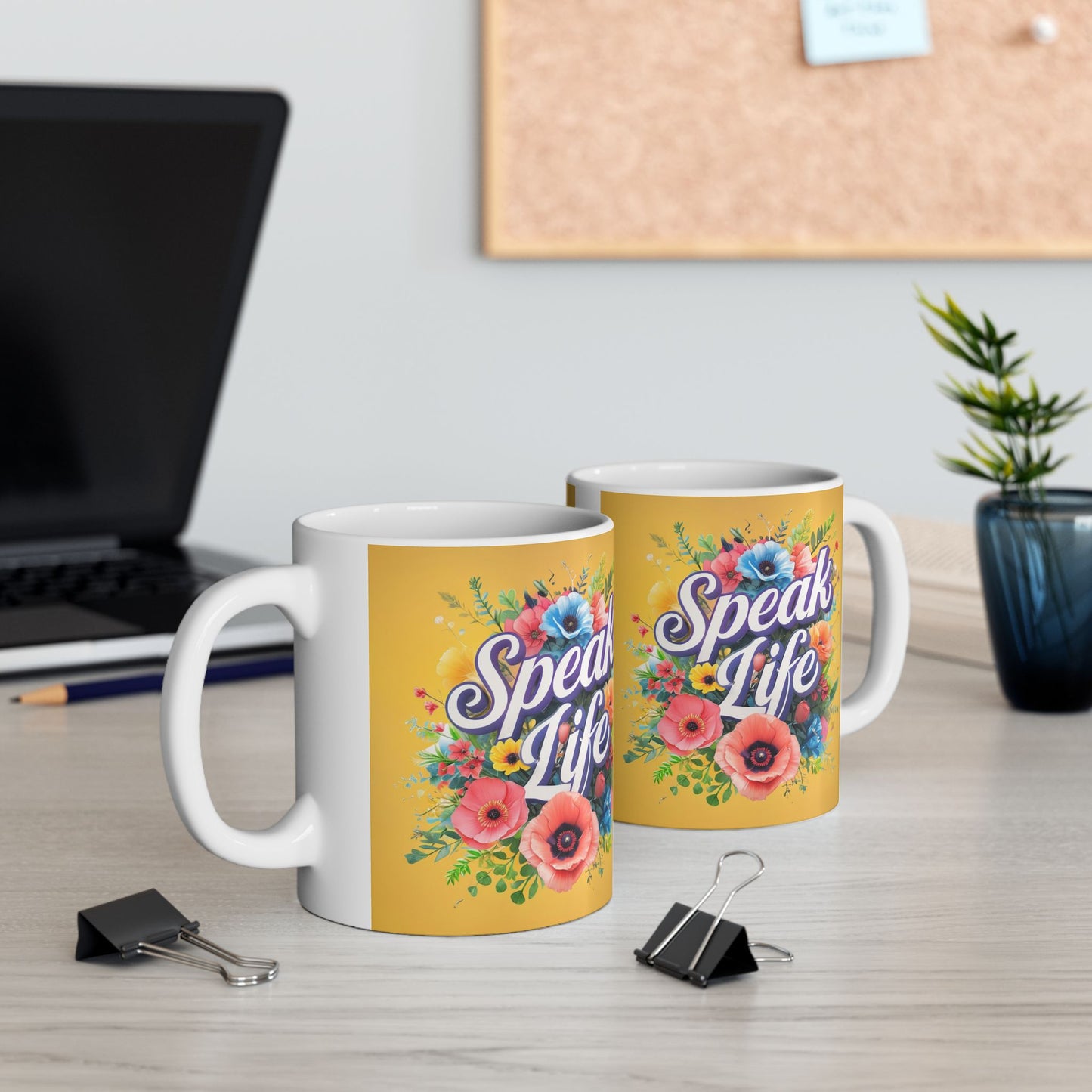 Floral Inspirational Ceramic Mug - Speak Life, Motivational Gift, Coffee Cup, Home Decor, Mother's Day, Birthday
