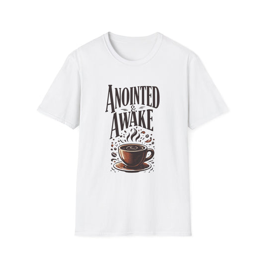 Coffee Lovers Unisex T-Shirt | Anointed & Awake Graphic Tee for Gift, Everyday Wear, Casual Style, Spiritual Motivational Shirt