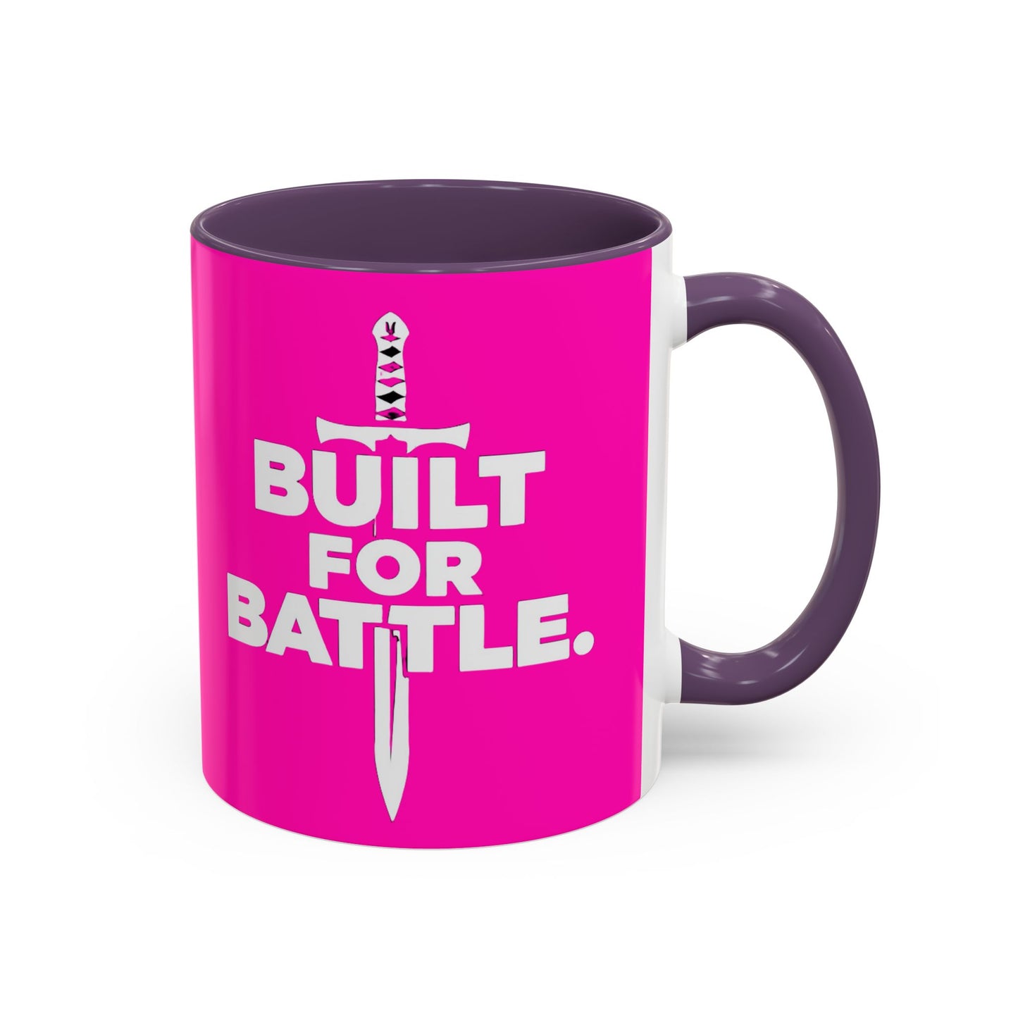 Built for Battle Accent Coffee Mug | Motivational Cup, Team Spirit, Gift for Fighters, Pink Mug, Unique Kitchenware