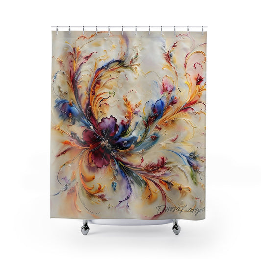 Elegant Floral Shower Curtain, Vibrant Bathroom Decor, Nature-Inspired Home Accent, Gift for Nature Lovers, Colorful Bath Accessory