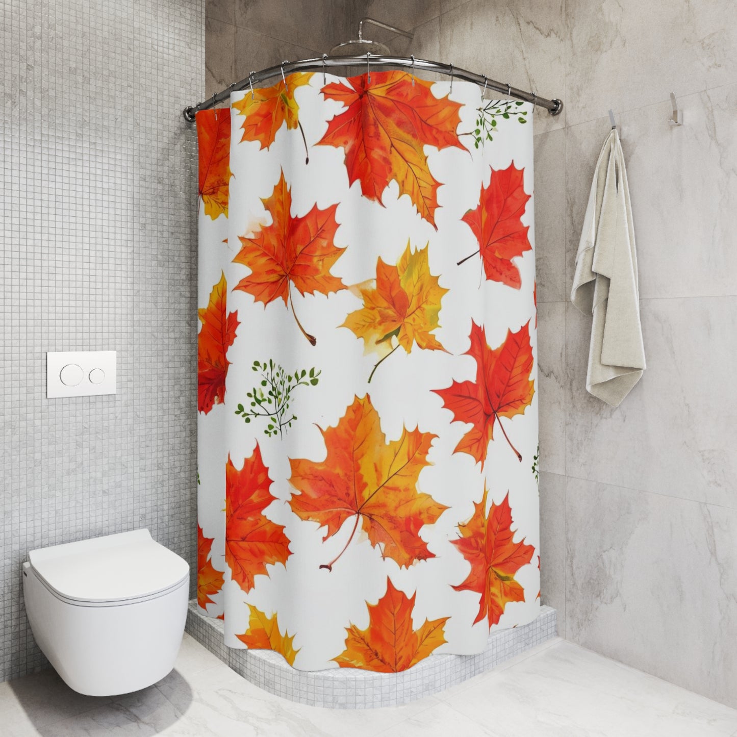 Autumn Leaves Shower Curtain | Fall Decor, Bathroom Accessories, Seasonal Home Decor, Nature Theme, Thanksgiving Gift