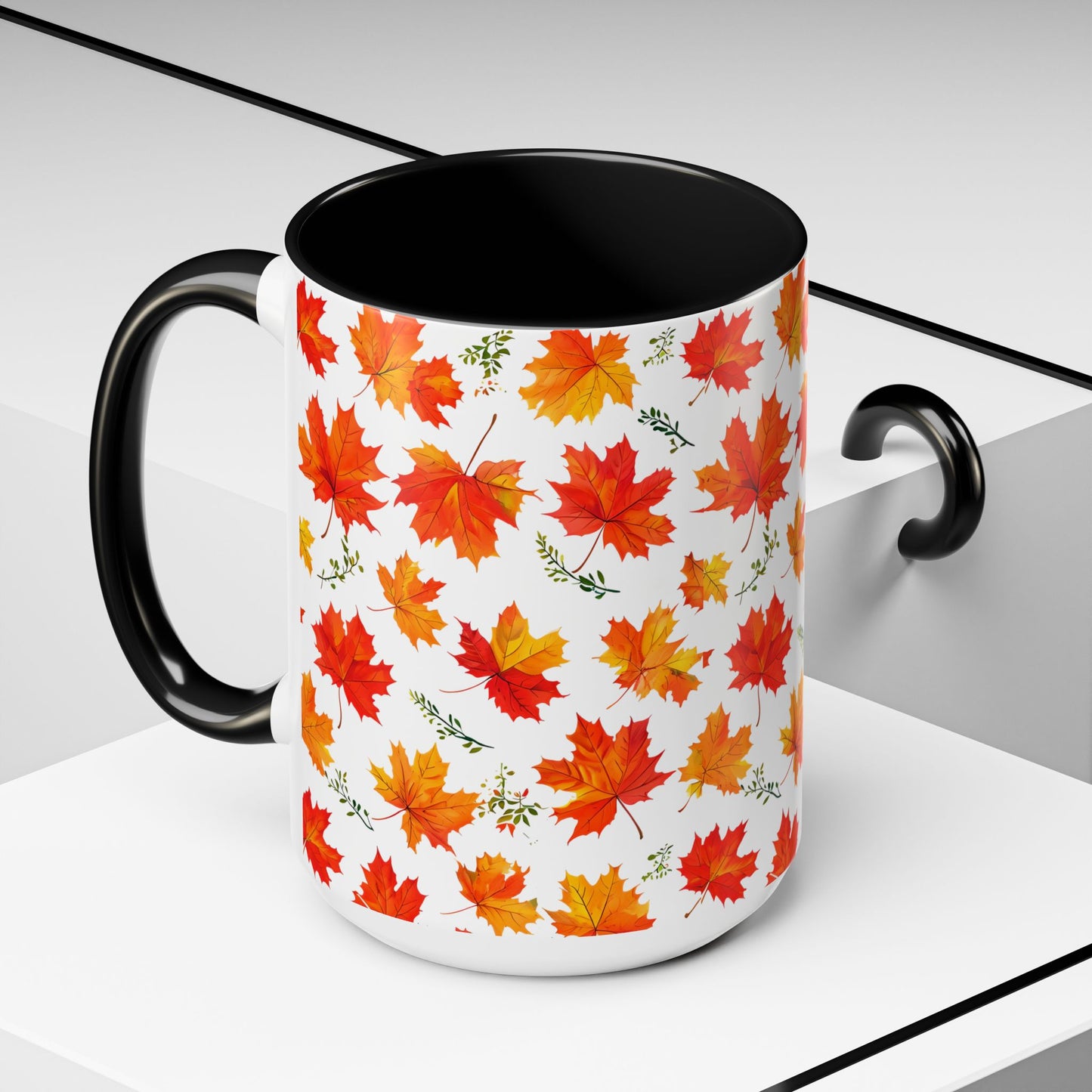 Autumn Leaves Coffee Mug, Fall Decor, Thanksgiving Gift, Hot Beverage Cup, Seasonal Drinkware