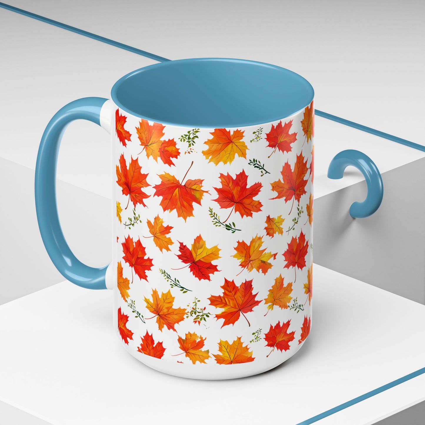 Autumn Leaves Coffee Mug, Fall Decor, Thanksgiving Gift, Hot Beverage Cup, Seasonal Drinkware