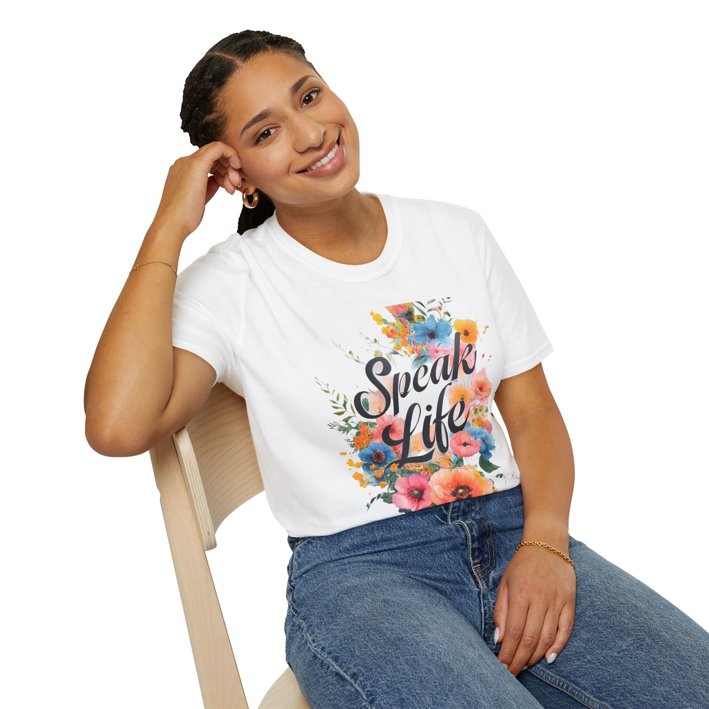 Floral Inspirational T-Shirt, Speak Life Quote Tee, Nature Lovers Gift, Unisex Casual Wear, Motivational Apparel, Summer Wardrobe Must-Have