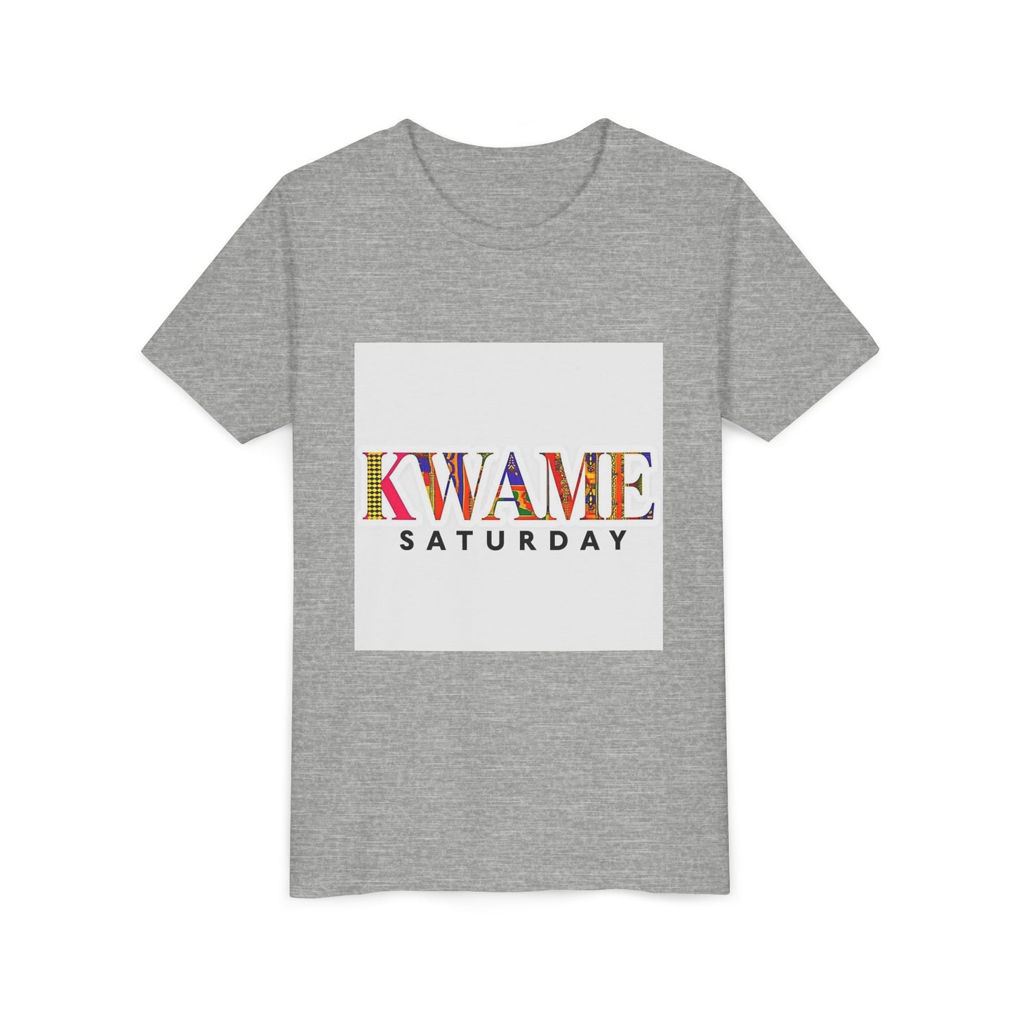 Colorful Kwame Saturday Youth Tee, Kids Celebration Shirt, Birthday Gift, Fun Day Outwear, Vibrant Short Sleeve Top