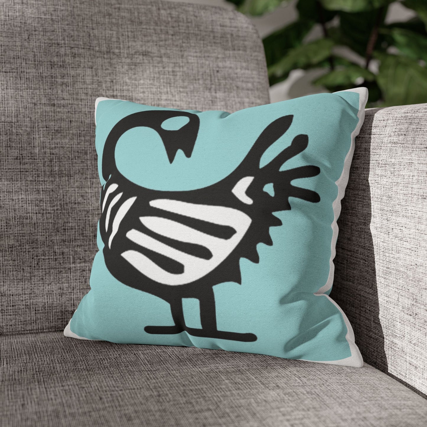 Stylish Decorative Pillowcase with Abstract Bird Design, Modern Home Decor, Cushion Cover for Living Room, Gift for Bird Lovers, Boho Chic