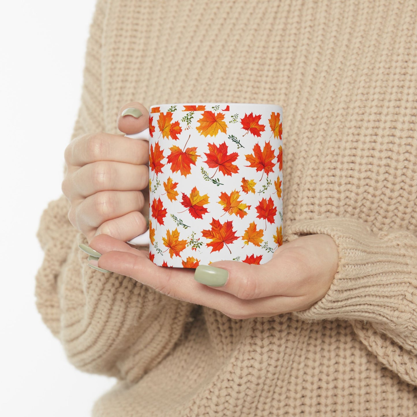 Autumn Leaves Ceramic Mug, Fall Coffee Cup, Thanksgiving Gift, Cozy Home Decor, Seasonal Drinkware