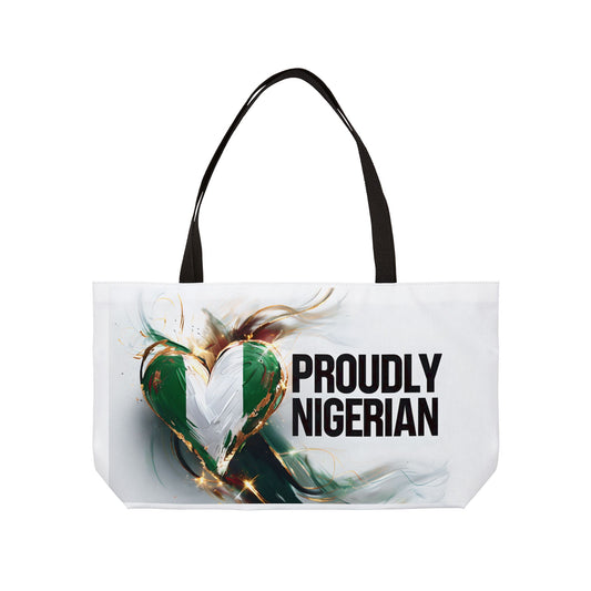 Proudly Nigerian Weekender Tote Bag - Perfect for Travel, Beach Days, Sports Events, Festivals, Gifts