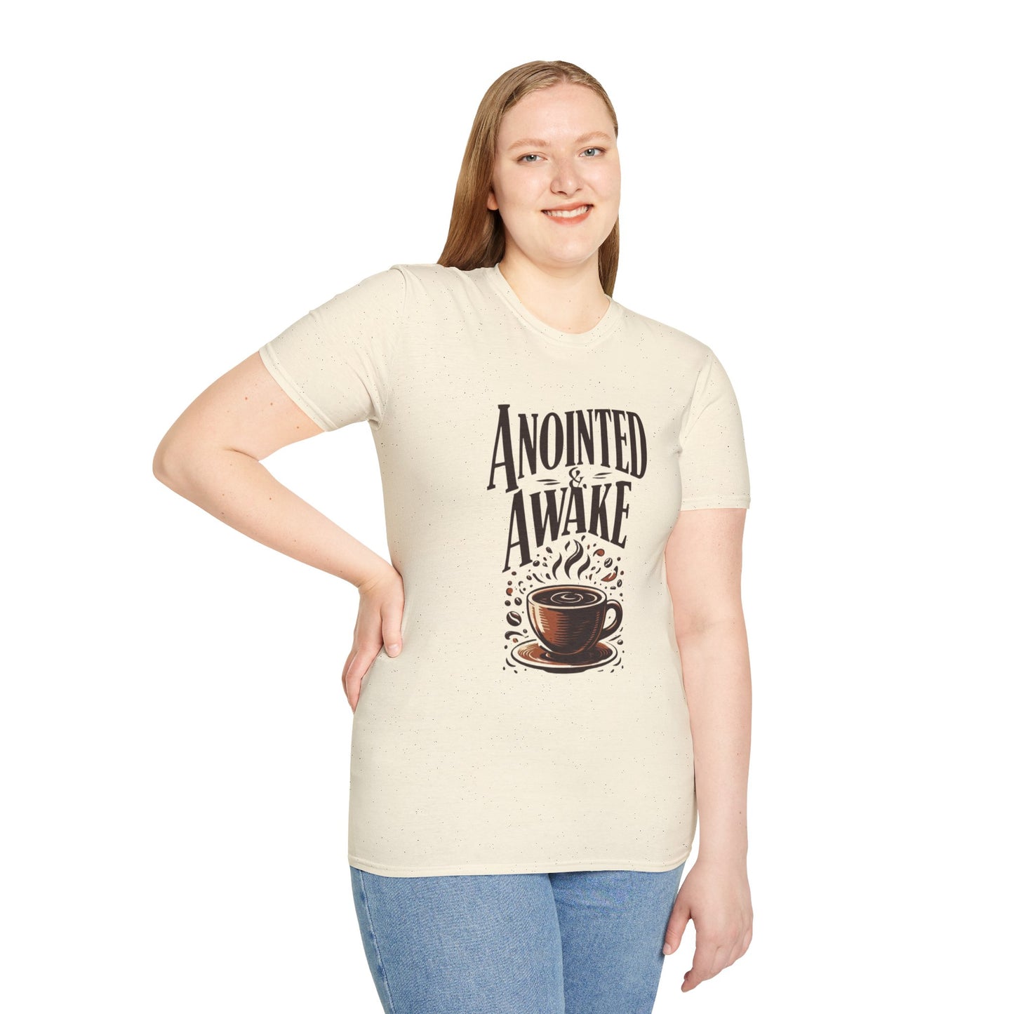 Coffee Lovers Unisex T-Shirt | Anointed & Awake Graphic Tee for Gift, Everyday Wear, Casual Style, Spiritual Motivational Shirt