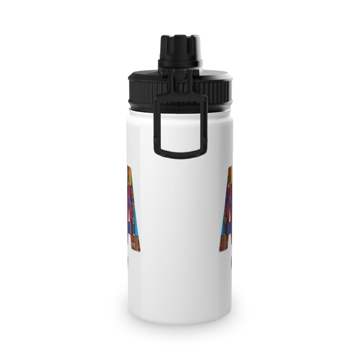 Artistic Stainless Steel Water Bottle - Colorful Afrocentric Design, Stylish Sports Lid, Eco-Friendly Hydration, Travel Accessory,