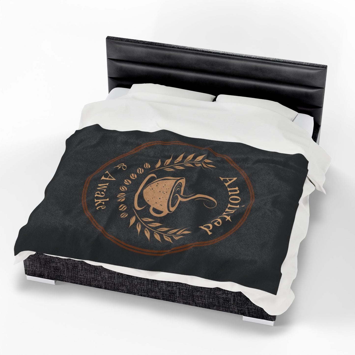 Cozy Velveteen Plush Blanket - Anointed & Awake, Coffee Lover Gift, Warm Home Decor, Ideal for Relaxation, Snuggle Up This Winter