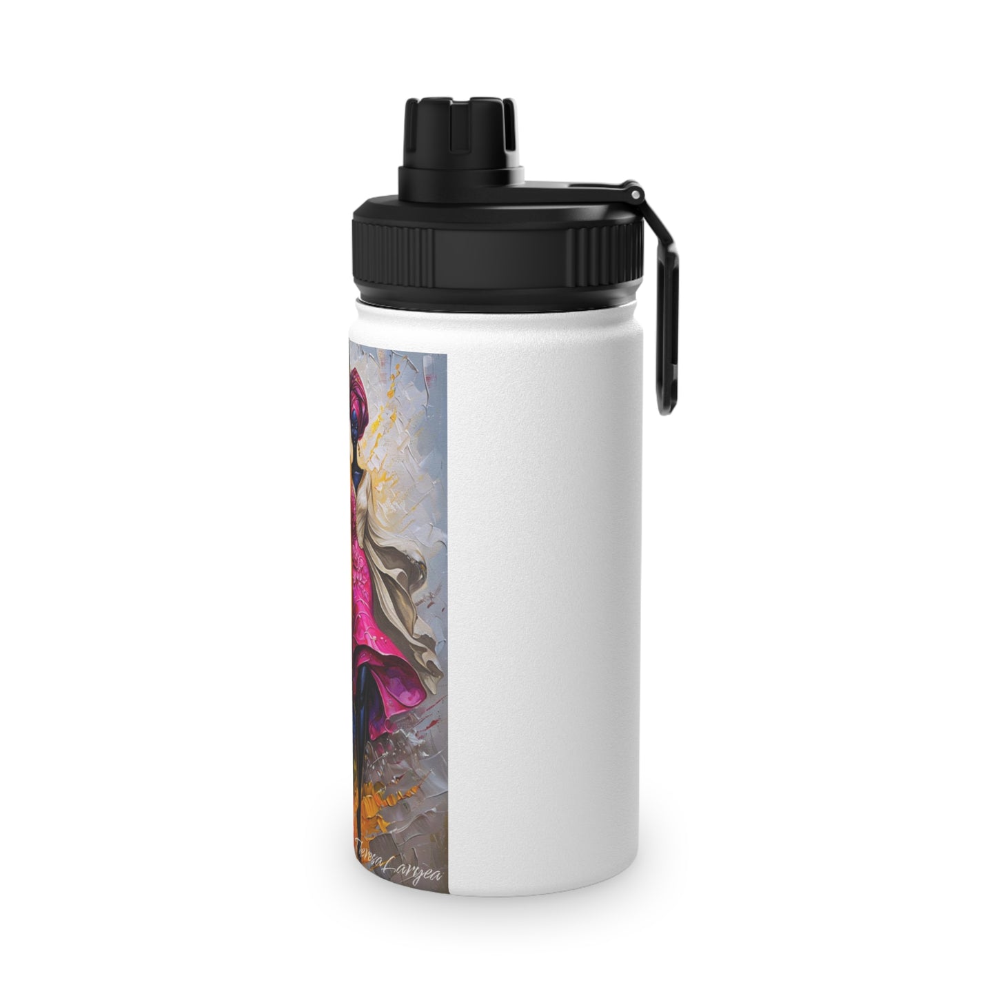 Artistic Stainless Steel Water Bottle - Colorful Afrocentric Design, Stylish Sports Lid, Eco-Friendly Hydration, Travel Accessory,