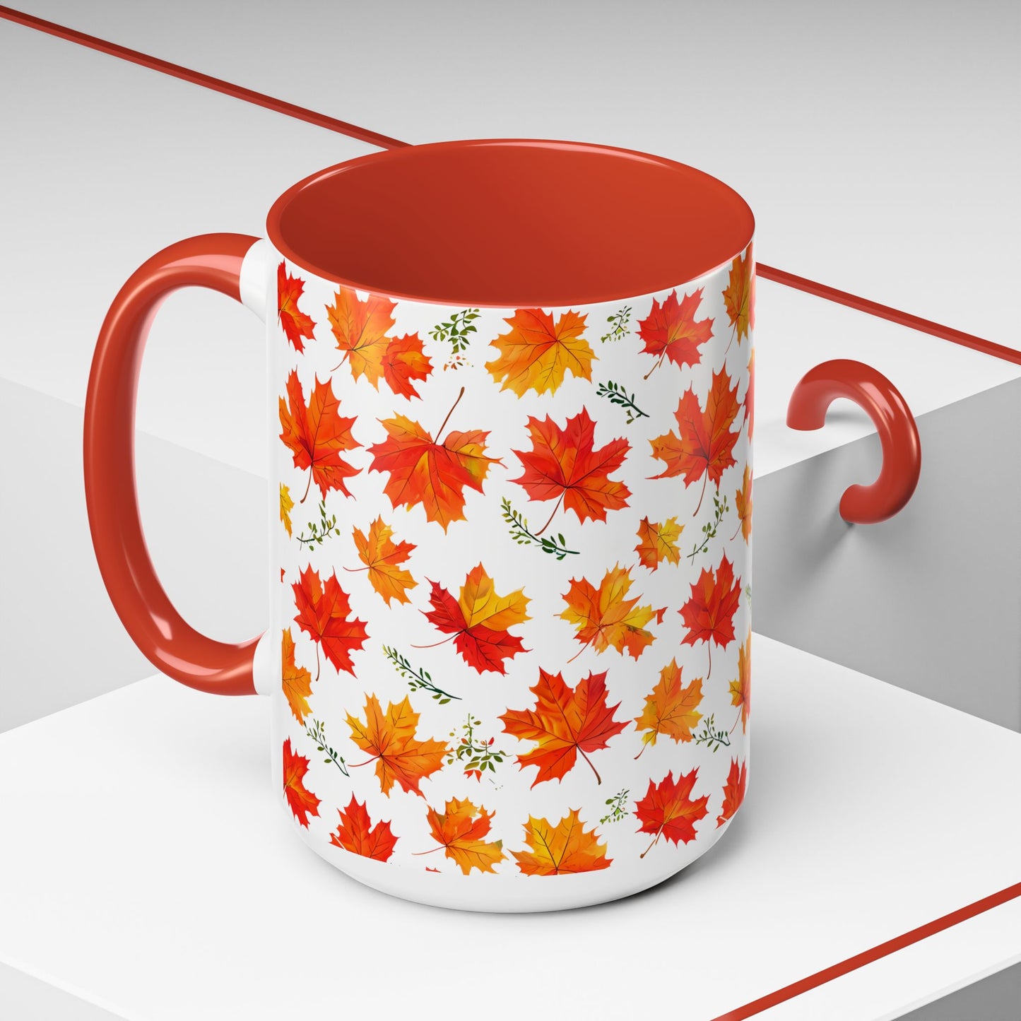 Autumn Leaves Coffee Mug, Fall Decor, Thanksgiving Gift, Hot Beverage Cup, Seasonal Drinkware