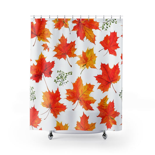 Autumn Leaves Shower Curtain | Fall Decor, Bathroom Accessories, Seasonal Home Decor, Nature Theme, Thanksgiving Gift