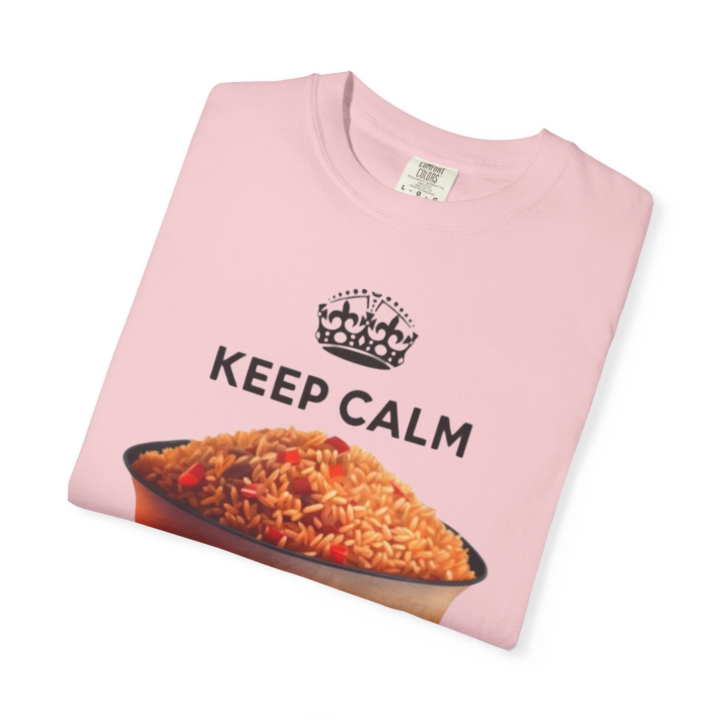 Keep Calm Eat Jollof T-Shirt, Unisex Fun Tee, Gift for Foodies, Casual Wear, Cultural Apparel, Summer Festival Shirt
