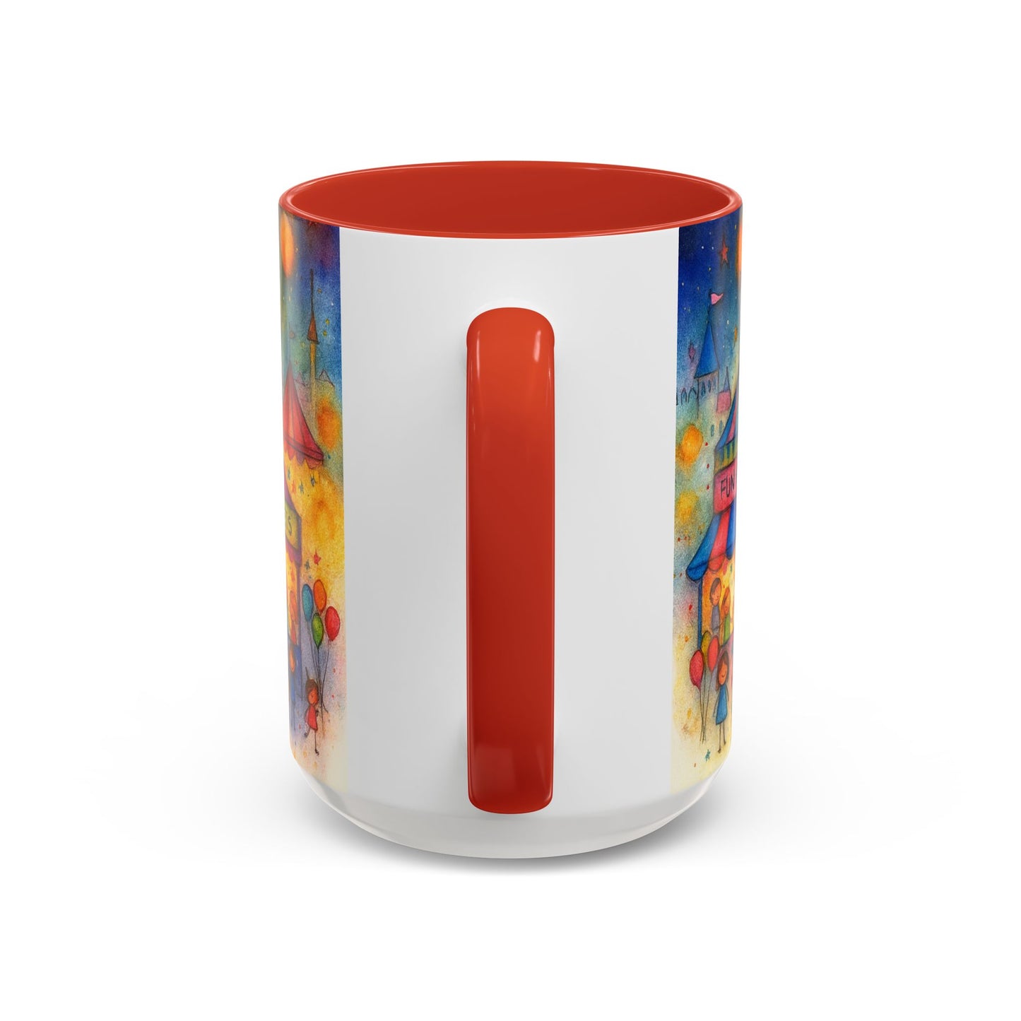 Whimsical Carnival Mug with Colorful Fairground Design, Perfect for Coffee Lovers, Gifts for Festivals, Cute Art Mug, Tea Cup
