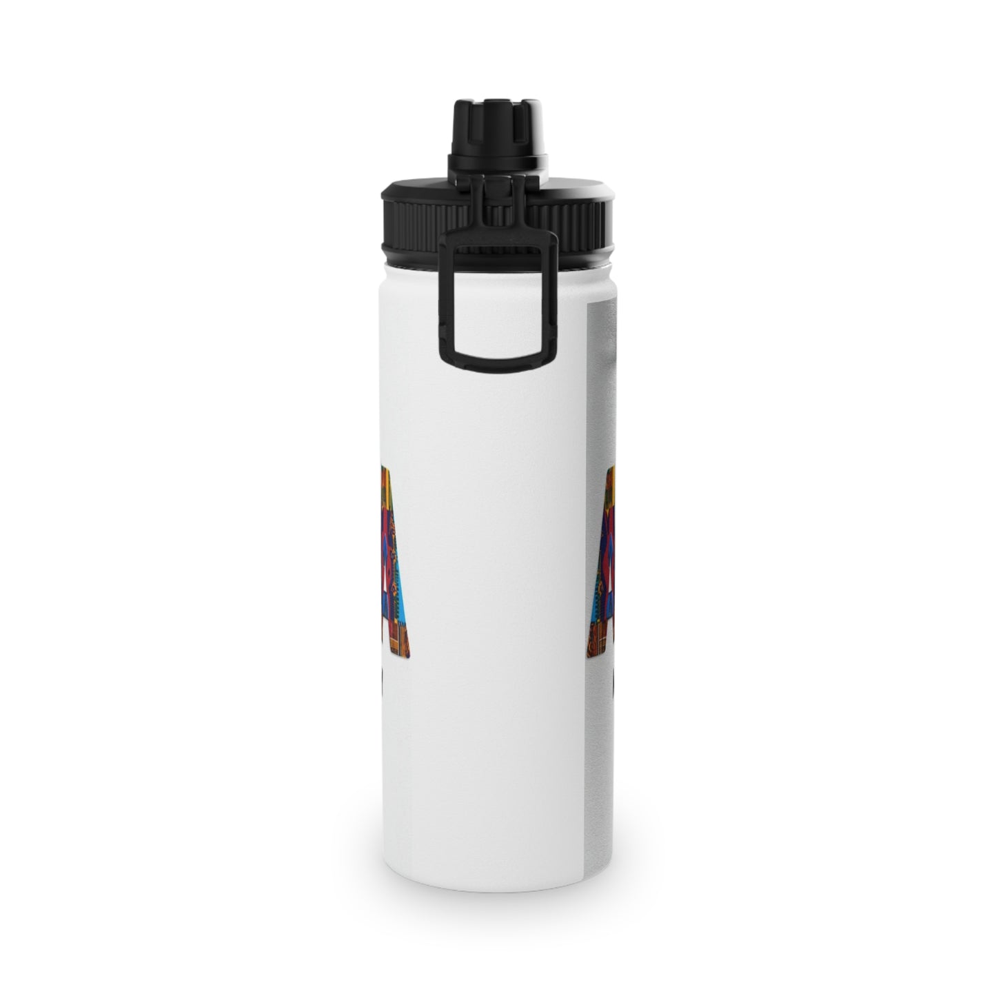 Artistic Stainless Steel Water Bottle - Colorful Afrocentric Design, Stylish Sports Lid, Eco-Friendly Hydration, Travel Accessory,