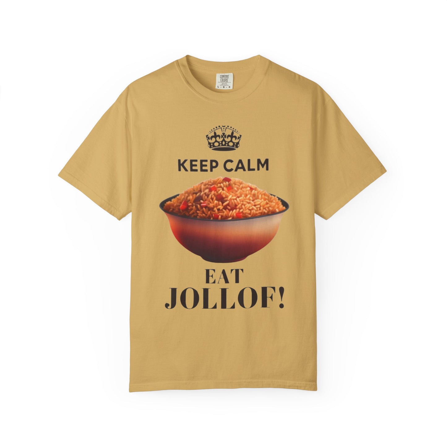 Keep Calm Eat Jollof T-Shirt, Unisex Fun Tee, Gift for Foodies, Casual Wear, Cultural Apparel, Summer Festival Shirt