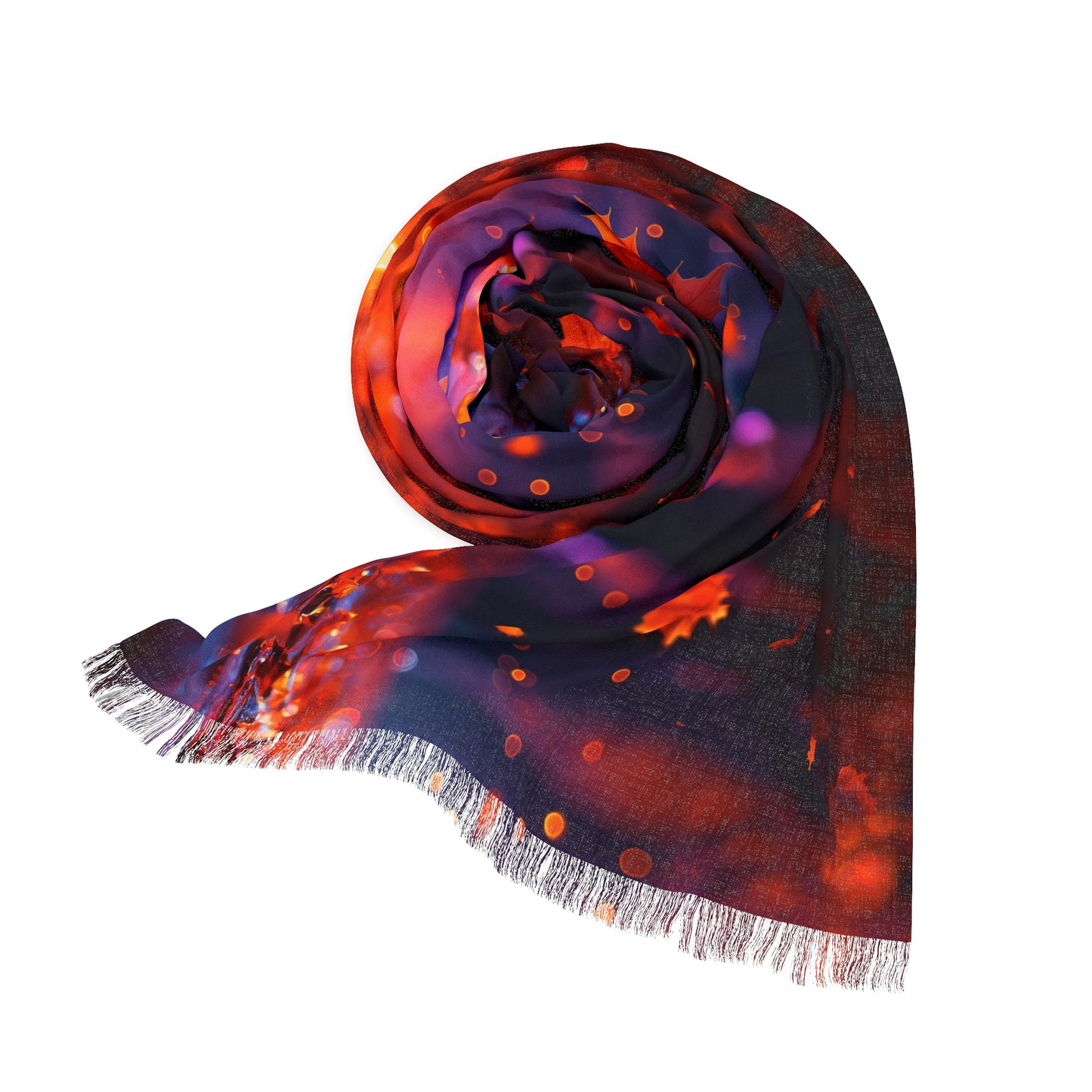 Autumn Leaves Light Scarf, Fall Fashion Accessory, Lightweight Wrap, Boho Scarf for Women, Seasonal Gift, Cozy Layering Piece