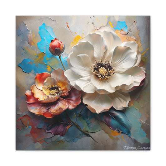 Floral Wall Art Canvas, Colorful Home Decor, Flower Canvas Print, Modern Art Piece, Vibrant Floral Design, Gift for Flower Lovers