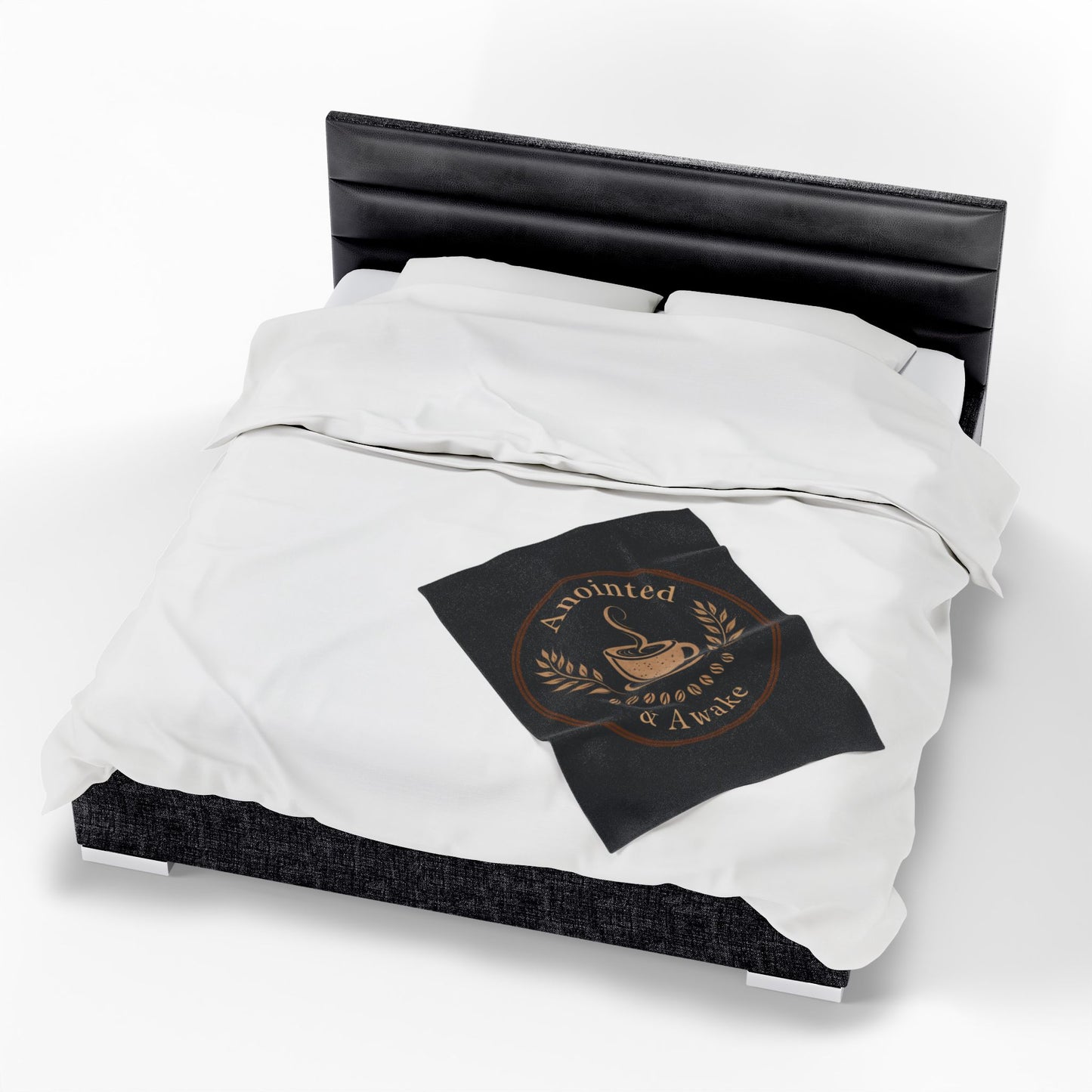 Cozy Velveteen Plush Blanket - Anointed & Awake, Coffee Lover Gift, Warm Home Decor, Ideal for Relaxation, Snuggle Up This Winter