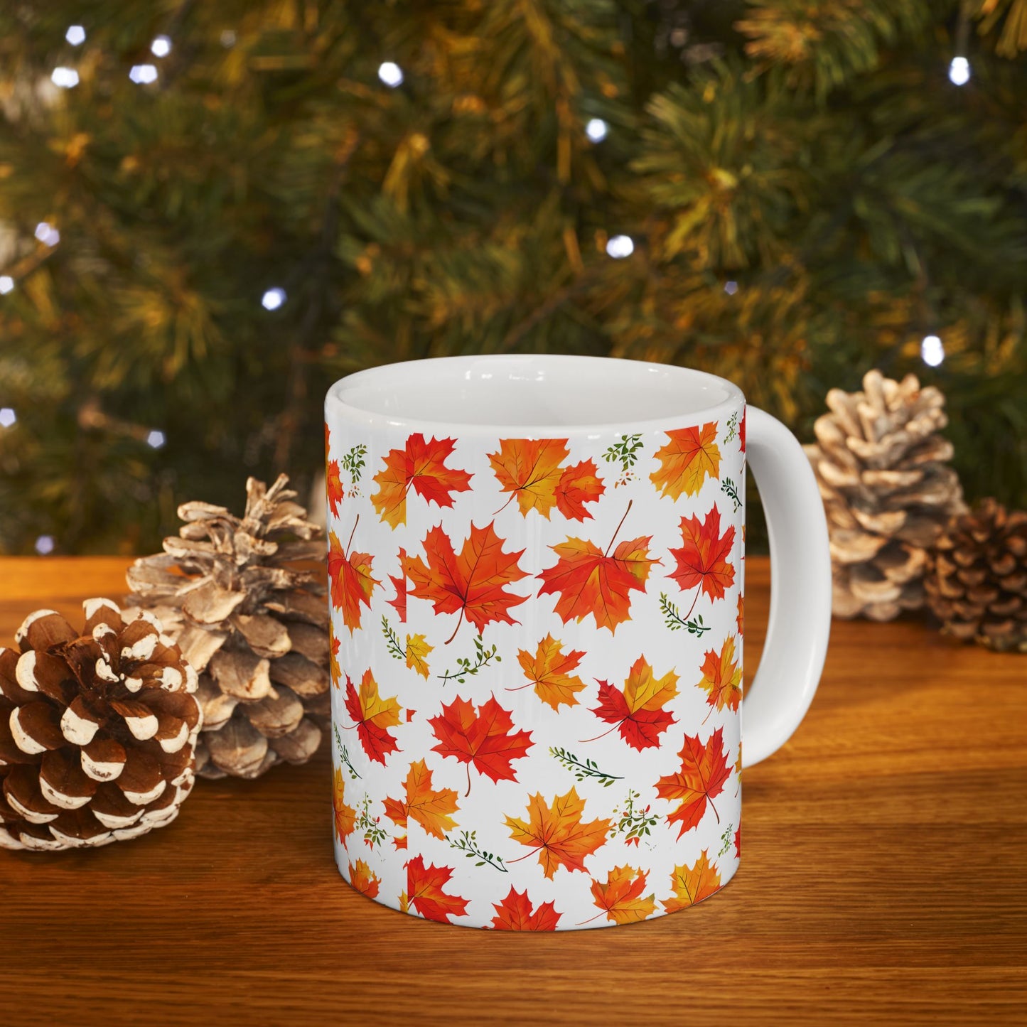 Autumn Leaves Ceramic Mug, Fall Coffee Cup, Thanksgiving Gift, Cozy Home Decor, Seasonal Drinkware