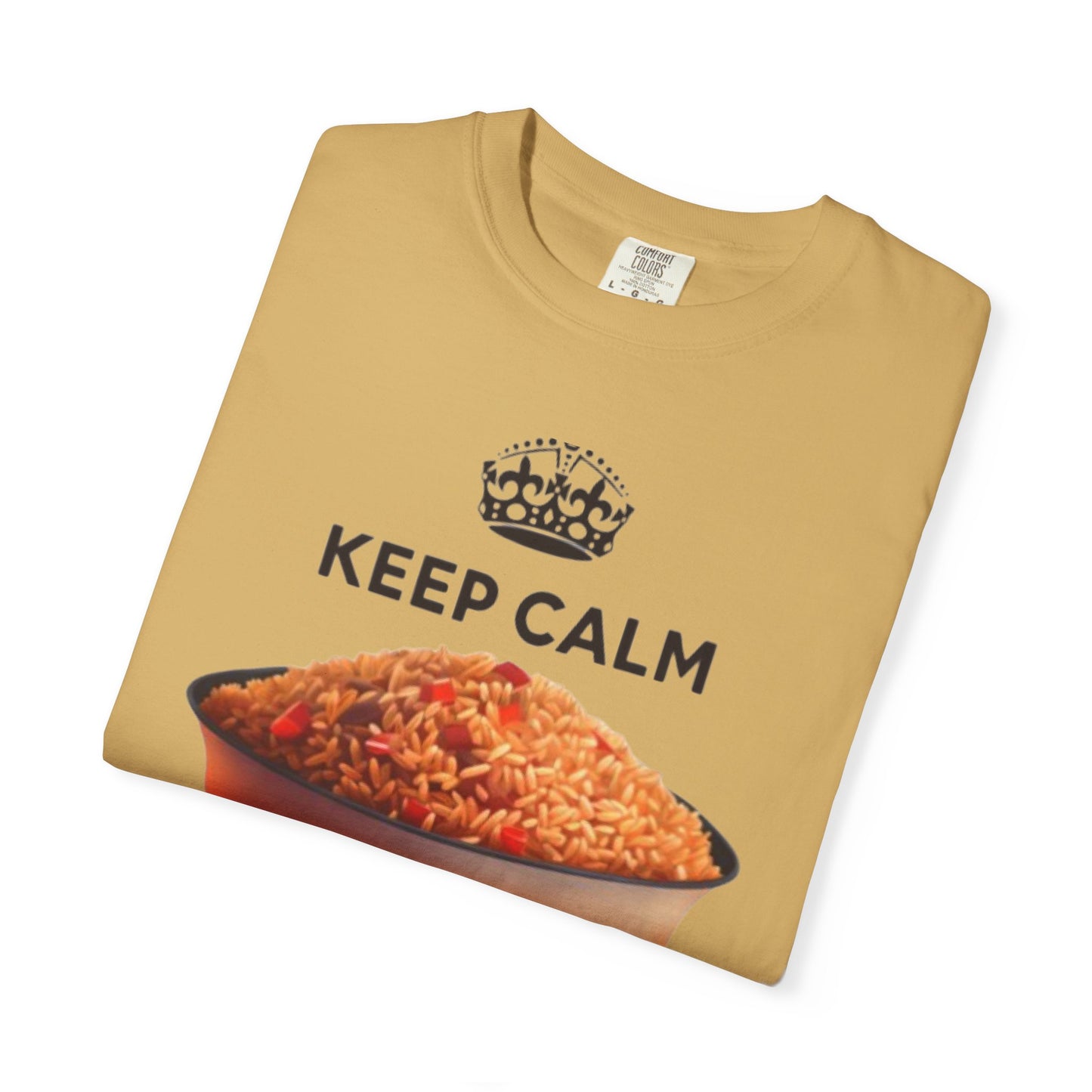 Keep Calm Eat Jollof T-Shirt, Unisex Fun Tee, Gift for Foodies, Casual Wear, Cultural Apparel, Summer Festival Shirt
