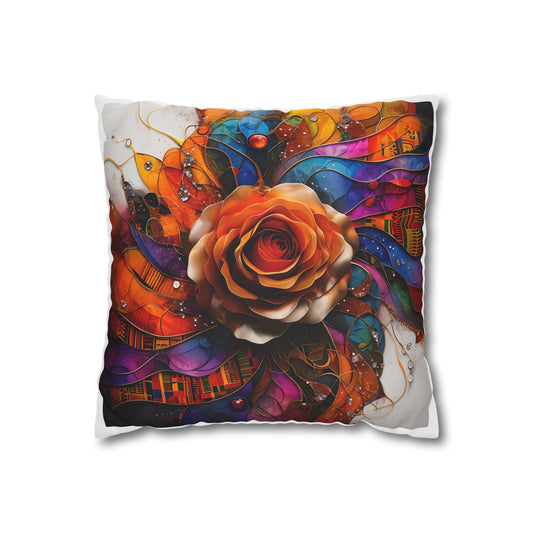 Vibrant Floral Pillowcase Cover, Colorful Rose Decorative Cushion, Bohemian Home Decor, Art-inspired Gift, Cozy Living Room Accessory