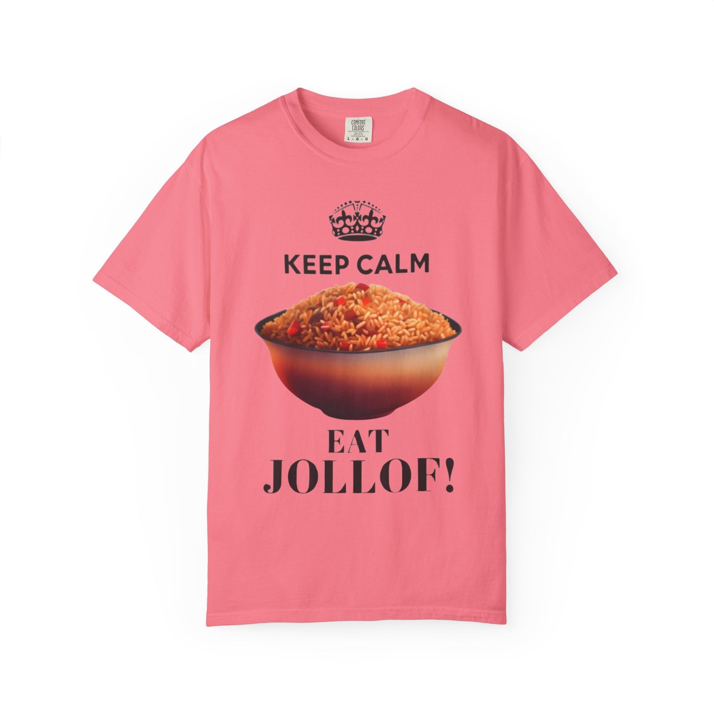 Keep Calm Eat Jollof T-Shirt, Unisex Fun Tee, Gift for Foodies, Casual Wear, Cultural Apparel, Summer Festival Shirt