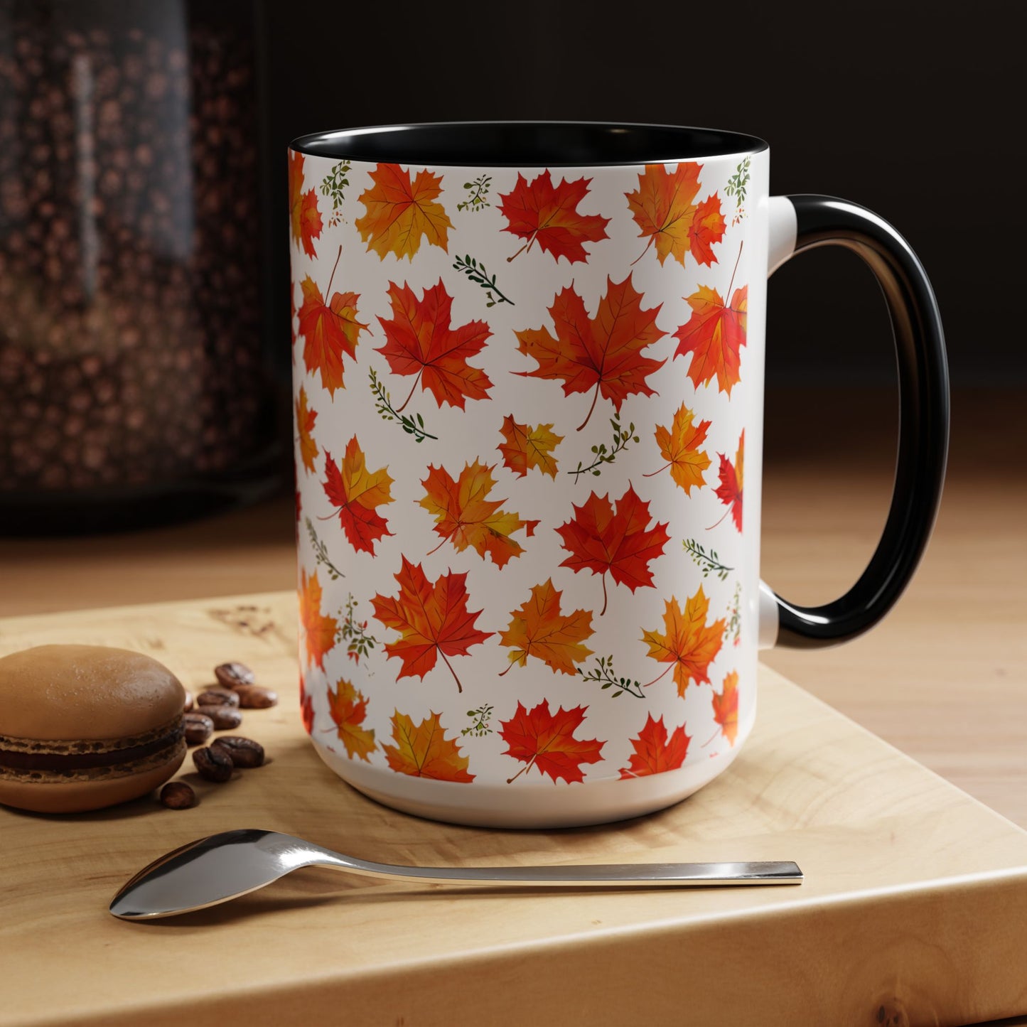 Autumn Leaves Coffee Mug, Fall Decor, Thanksgiving Gift, Hot Beverage Cup, Seasonal Drinkware
