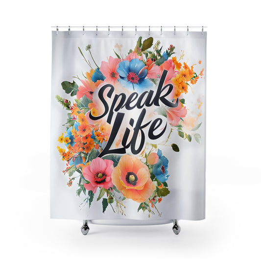 Floral Inspirational Shower Curtain, Motivational Bathroom Decor, Boho Chic Home Accent, Gift for Her, Spring Decor