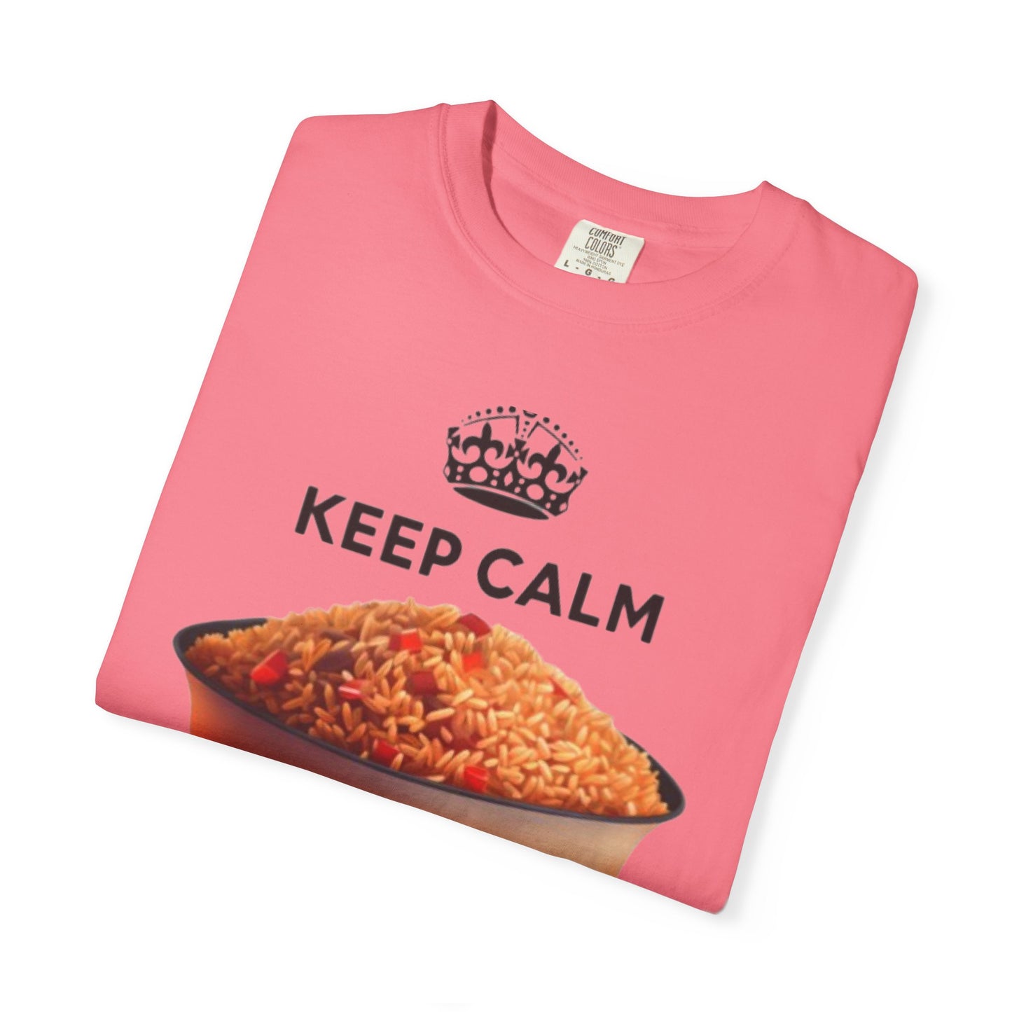 Keep Calm Eat Jollof T-Shirt, Unisex Fun Tee, Gift for Foodies, Casual Wear, Cultural Apparel, Summer Festival Shirt