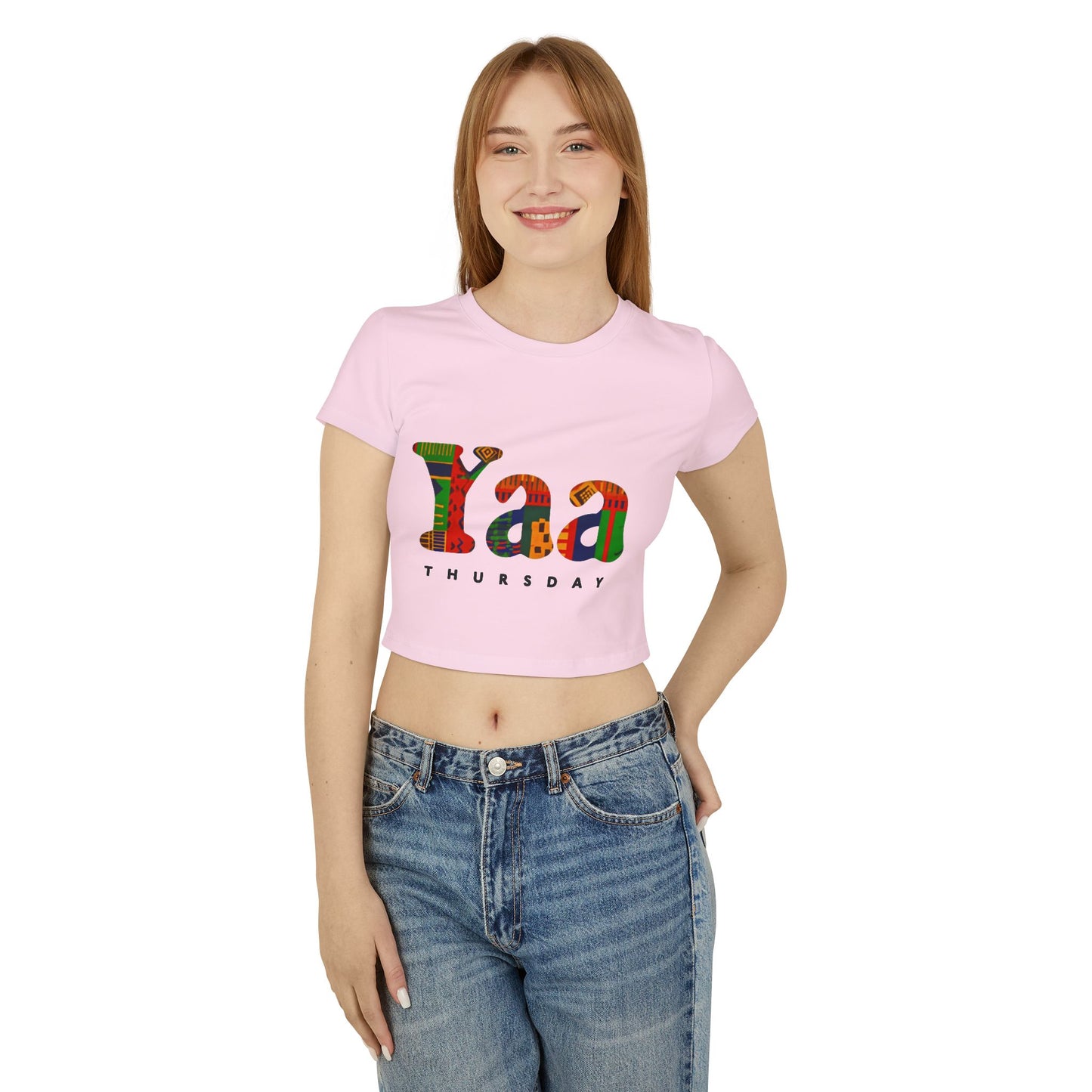 Colorful Yaa Thursday Women's Baby Tee, Cute Graphic Shirt, Motivational Crop Top, Gifts for Her, Everyday Wear, Trendy Fashion