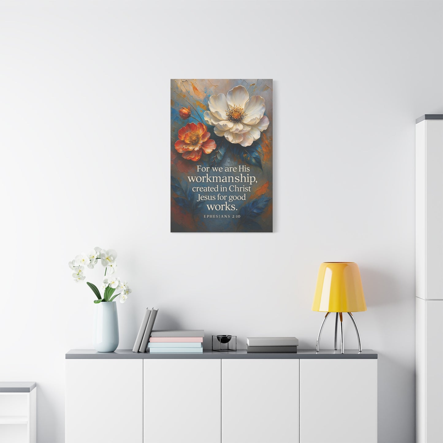 Floral Canvas Art Print, Inspirational Wall Decor for Home, Church, and Gift Giving, Christian Artwork, Meaningful Christian Gift