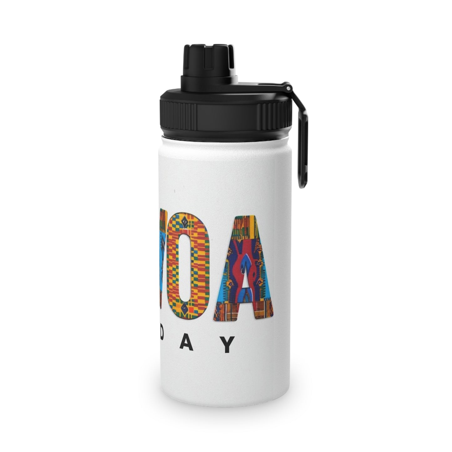 Artistic Stainless Steel Water Bottle - Colorful Afrocentric Design, Stylish Sports Lid, Eco-Friendly Hydration, Travel Accessory,