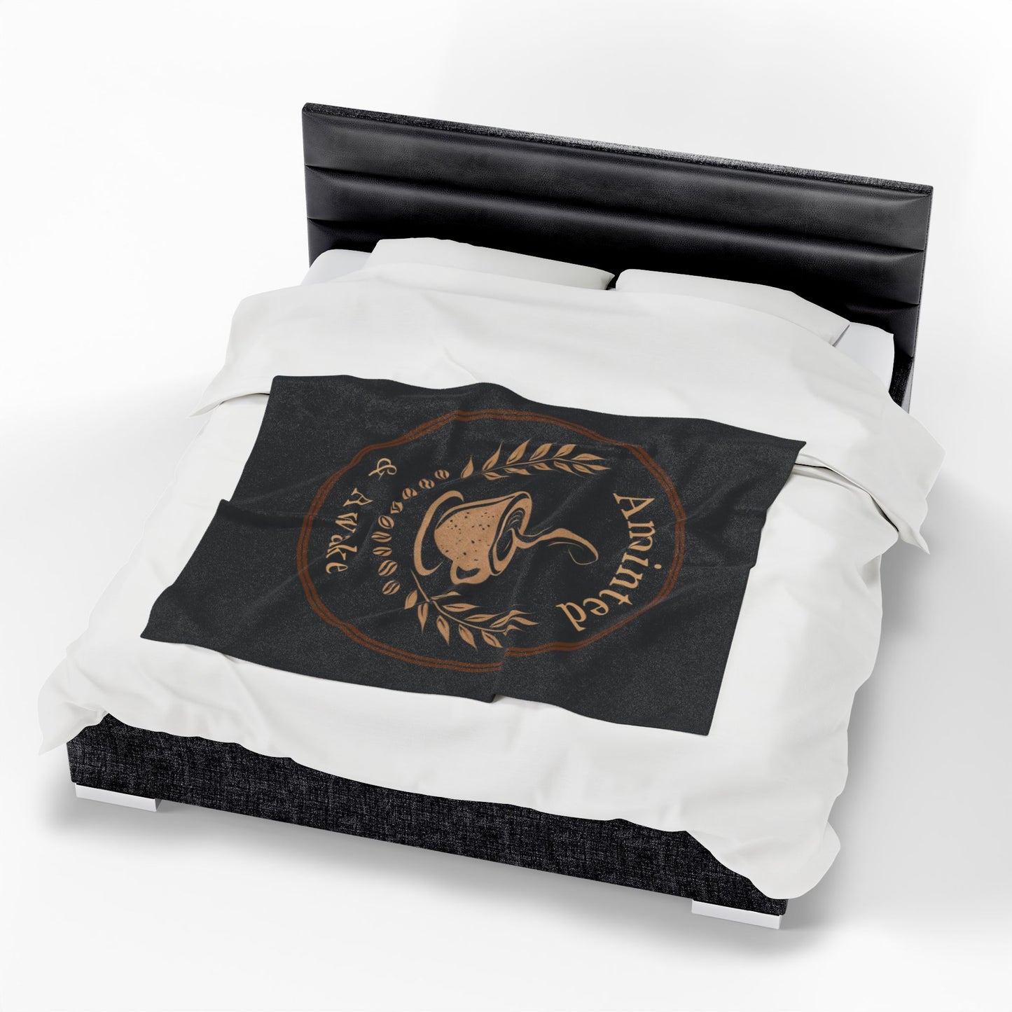 Cozy Velveteen Plush Blanket - Anointed & Awake, Coffee Lover Gift, Warm Home Decor, Ideal for Relaxation, Snuggle Up This Winter