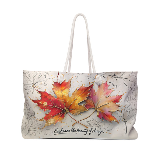 Autumn Leaves Weekender Bag, Seasonal Travel Tote, Eco-Friendly Carryall, Stylish Gym Bag, Gift for Nature Lovers
