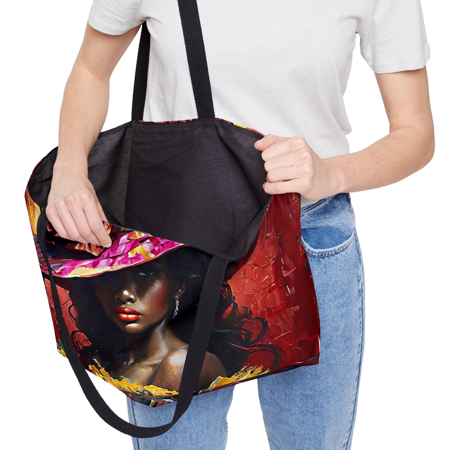 Lady Wearing Cap Weekender Tote Bag | Stylish Travel Bag, Vacation Tote, Beach Carryall, Fitness Organizer, Gift for Travelers