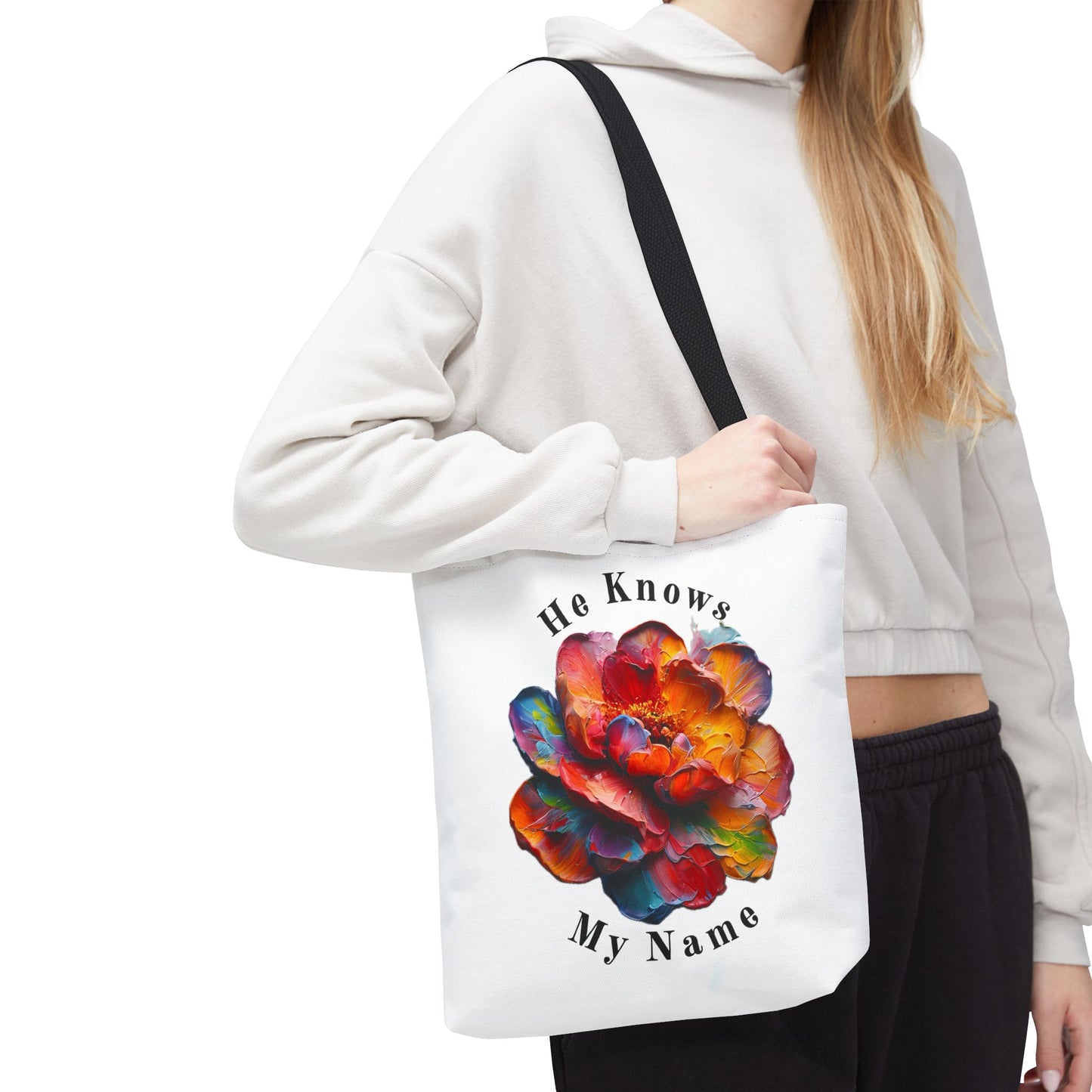 Flower Tote Bag with Inspirational Quote - Perfect for Everyday Use, Weekend Getaways, Gifts, Eco-Friendly Alternative, Floral Design